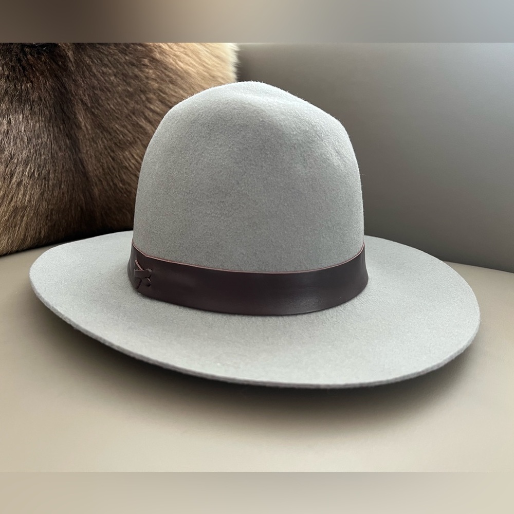 HAT ATTACK Tan Wool Fedora with Brown Leather Strap Detail - Picture 3 of 10